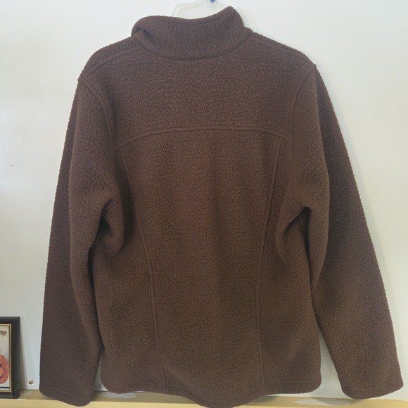 Eddie Bauer Jacket Mens Dark Brown Full Zip Fleece Outdoor Med Weight Pockets - Picture 9 of 9